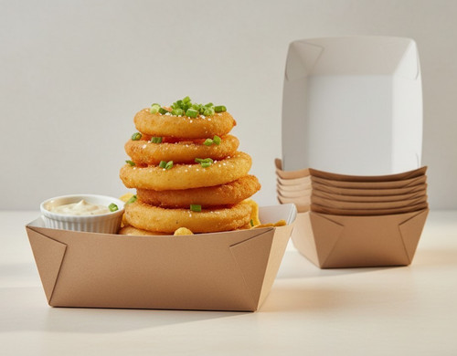Kraft paper food trays hot - kraft,