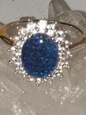  ❤JAYNES GEMS   4CT AUSTRALIAN BLACK OPAL SILVER RING  UK O. US 7. EU 55.