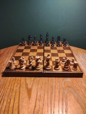 Antique Folding Inlaid Chess