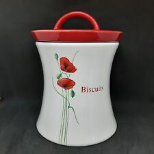 Dunelm Ceramic Poppy Cookie Jar Biscuit Barrel Storage Container Red Poppies