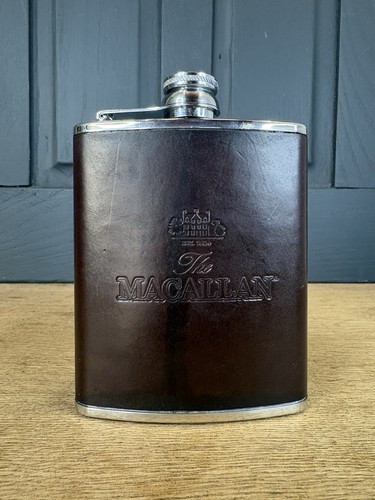 Macallan leather wrapped hip - macallan, leather-wrapped