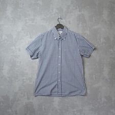 Brutus TrimFit Shirt Men's Large Blue Check Short Sleeve Collared  Button Down