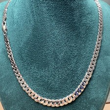 Sterling Silver Flat Curb Chain Necklace .925 Italy 22” 24g 6.1mm