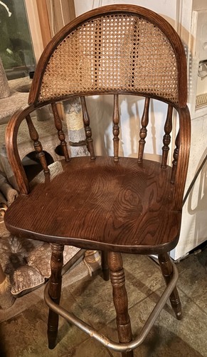 Vintage oak swivel bar stool - swivel,