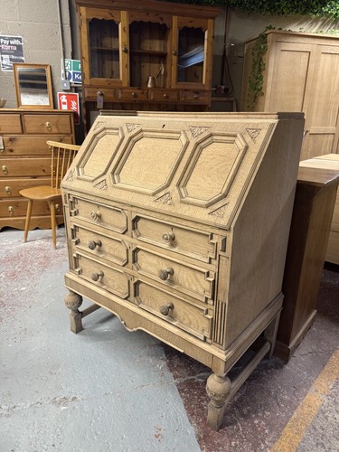 Stripped oak bureau - oak,