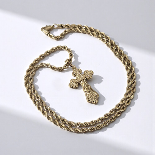 9ct gold crucifix cross - gold,