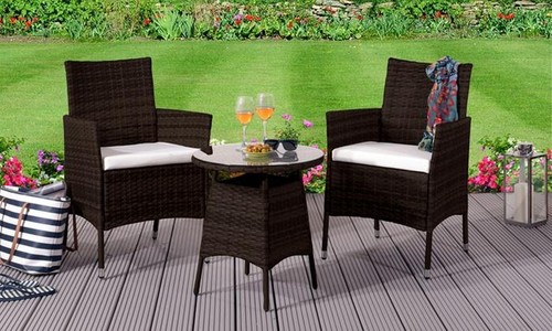 3pc rattan bistro set garden - 3pc,