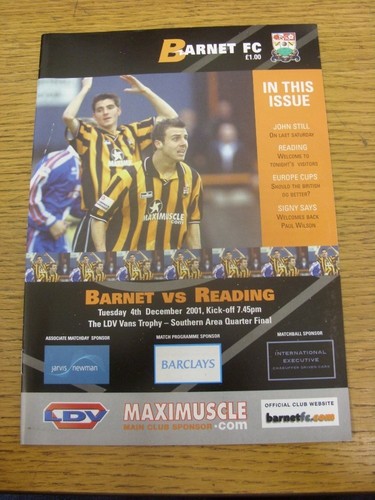 2001 barnet v - v, reading