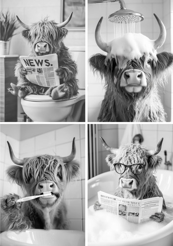 Highland cow bathroom - highland, /