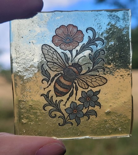 Stained glass bee kiln fired - glass,
