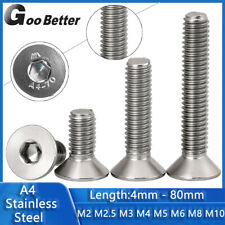M2 M2.5 M3-M10 A4 Stainless Steel Allen Hex Socket Countersunk Head Screws Bolts