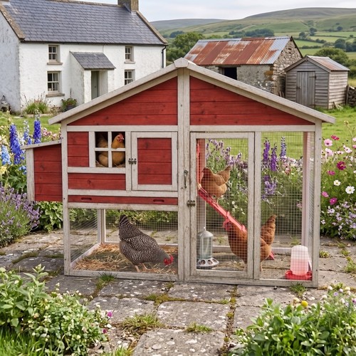 Wooden chicken coop with run - wooden,