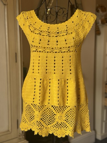 Yellow boho festival crochet - yellow,