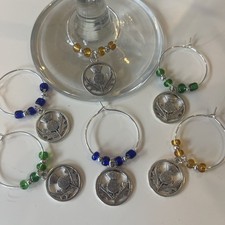 Scottish Thistle Wine Glass Charms Set 6 table dec New Year Wedding Burns Night