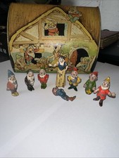 BRITAINS #1654 VINTAGE 1938 COMPLETE LEAD WALT DISNEY SNOW WHITE & 7 DWARFS SET