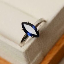 925 Silver Ring Natural Blue Sapphire Ring Astrological Rasi Ratna Ring For Her