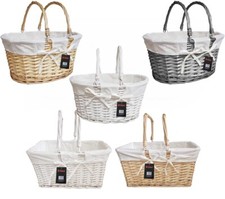 TRADITIONAL SHOPPING BASKETS HAMPER FOLDING HANDLES PICNIC STORAGE WICKER BOX