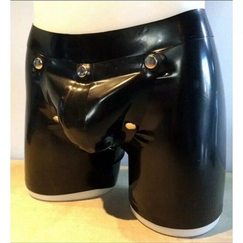 Men black latex - men's, shorts