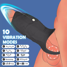 Vibrating Penis Sleeve Cock Ring Men Women Sex Toy Vibrator G-Spot Stimulator