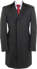 Men's 100% Wool Covert Overcoat 36 Velvet Collar Grey Formal Coat Samuel Windsor