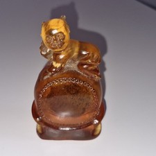 Unusual Glass Lalique Style Incense Stick Holder with Buddha Surmount