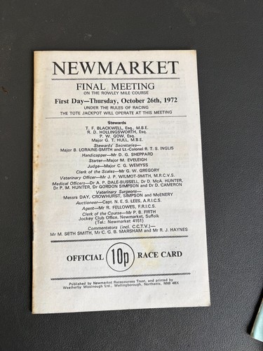 Newmarket racecard october - racecard,