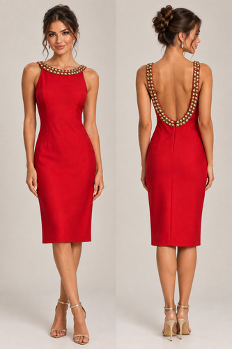 Pia michi red embellished - embellished, maxi