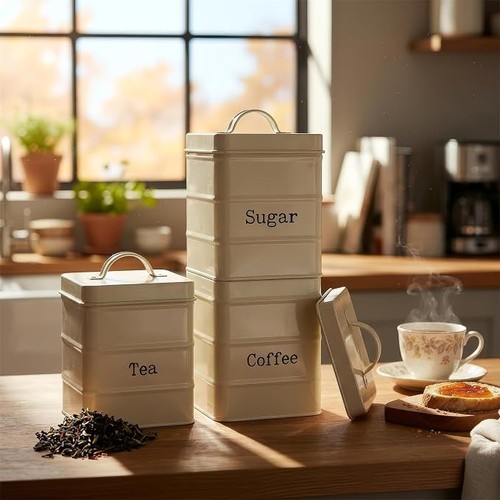 Tea coffee sugar canisters - coffee,