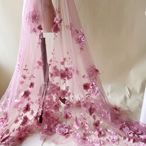 Beaded flower lace fabric - beaded,