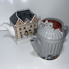 Wade England Whimsical Teapots Feline Collection Judith Wooton & Ringtons VGC x2