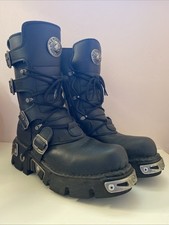 New Rocks REACTOR [Vegan Leather] Mid-Calf Black Boots ~ Size 6.5 / ‘42c’