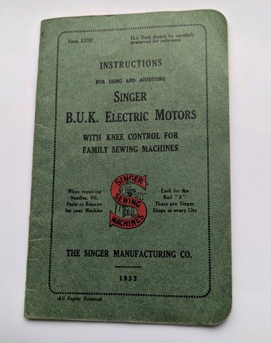 Singer instructions for k - instructions,