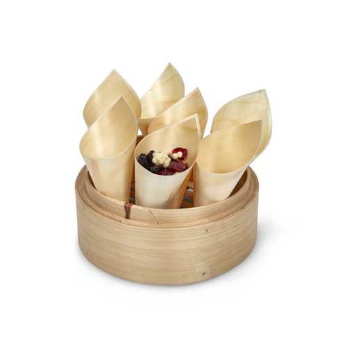 Round wooden steam basket - wooden,
