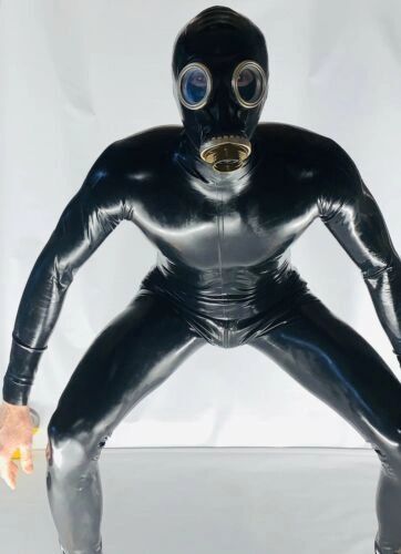 Rubber latex catsuit back zip - rubber,