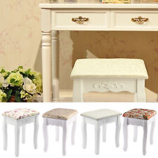 White & Rose Vintage Dressing Table Stool Padded Piano Chair Makeup Seat Baroque