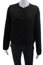 Zara Women Quilted Floral Jacket Black Button Size S