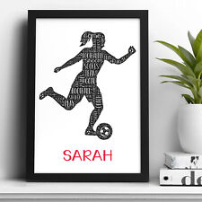 Football Gifts For Girls Soccer Footballer Wall Art Print Birthday Christmas