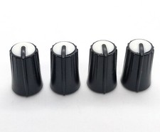 4 Black & White D-Shaft Pot Knobs for 6mm 270° DJ-TECH BEHRINGER SOUNDCRAFT