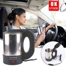 12V Car Kettle 500ML Travel Kettle Water Heater for Caravan Portable Silver