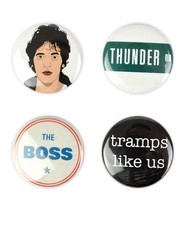 Bruce Springsteen inspired badges, the boss, thunder road, pins, tramps like us