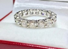 4.0 CT Round Cut Natural Diamond Wedding Full Eternity Band Ring 14k White Gold