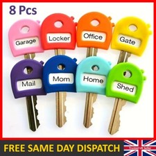 8PCS SOFT SILICONE KEY CAPS COVERS DOOR IDENTIFIER MIXED COLORS TOP TAGS