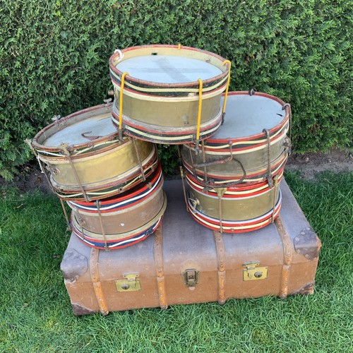 Vintage antique old brass drum - brass,