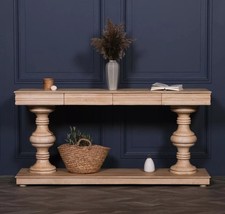 Large Wooden 180cm Classic French Style Rustic Pedestal Hall Console Table