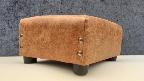 Footstool distressed tan aged - tan,