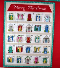 Merry Christmas Fabric Advent Calendar Panel: Reusable Cotton Calendar