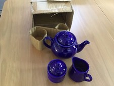 Blue Tea Pot, Sugar Bowl, Milk