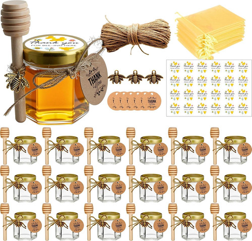 Mini honey jars hexagon - honey,