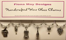 Wine Glass Charm Rings WINE LOVERS set of 6 -made  with Preciosa Crystals