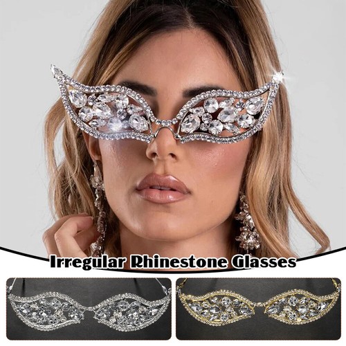 Irregular rhinestone glasses - irregular,